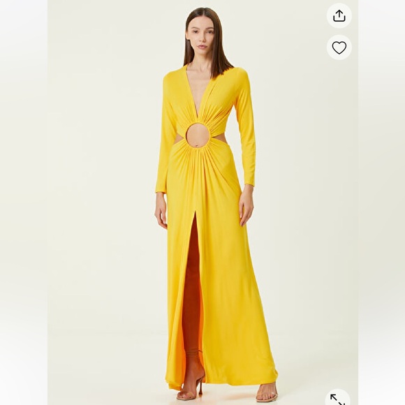 Sid Neigum Cutout Yellow Ring Dress Size Small - Picture 3 of 12